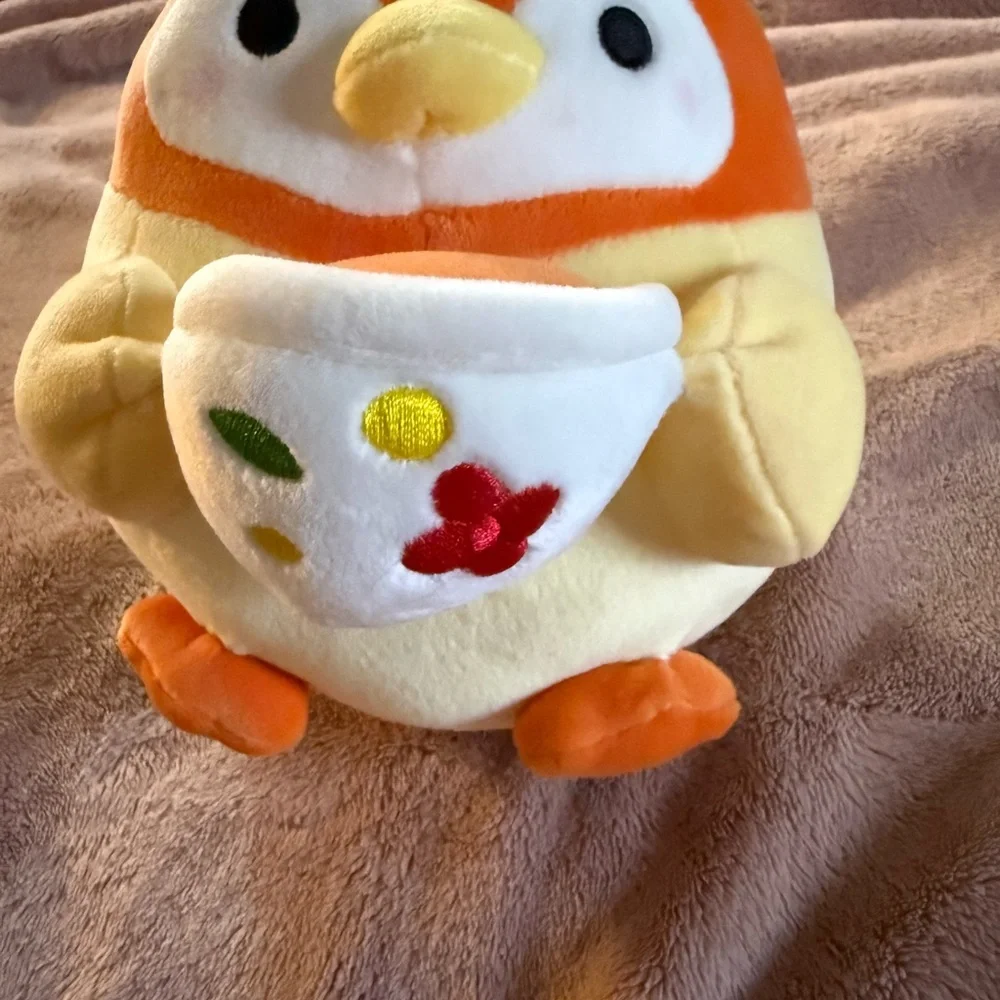 Yellow & Orange Plush Bird Toy with Embroidered - Soft Pet Playtime